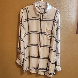 Old Navy White and Black Checkered Shirt